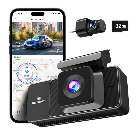 Redtiger Dash Cam A3 Front Cabin Rear Night Vision GPS