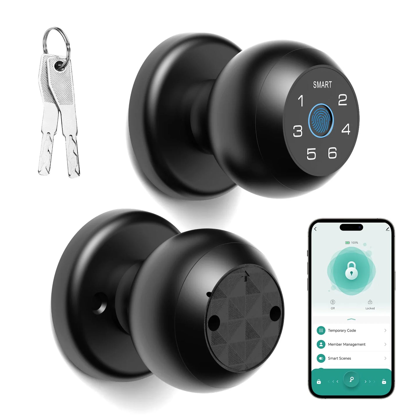 Viladepot Ball-Shaped Smart Lock With Fingerprint And Keypad