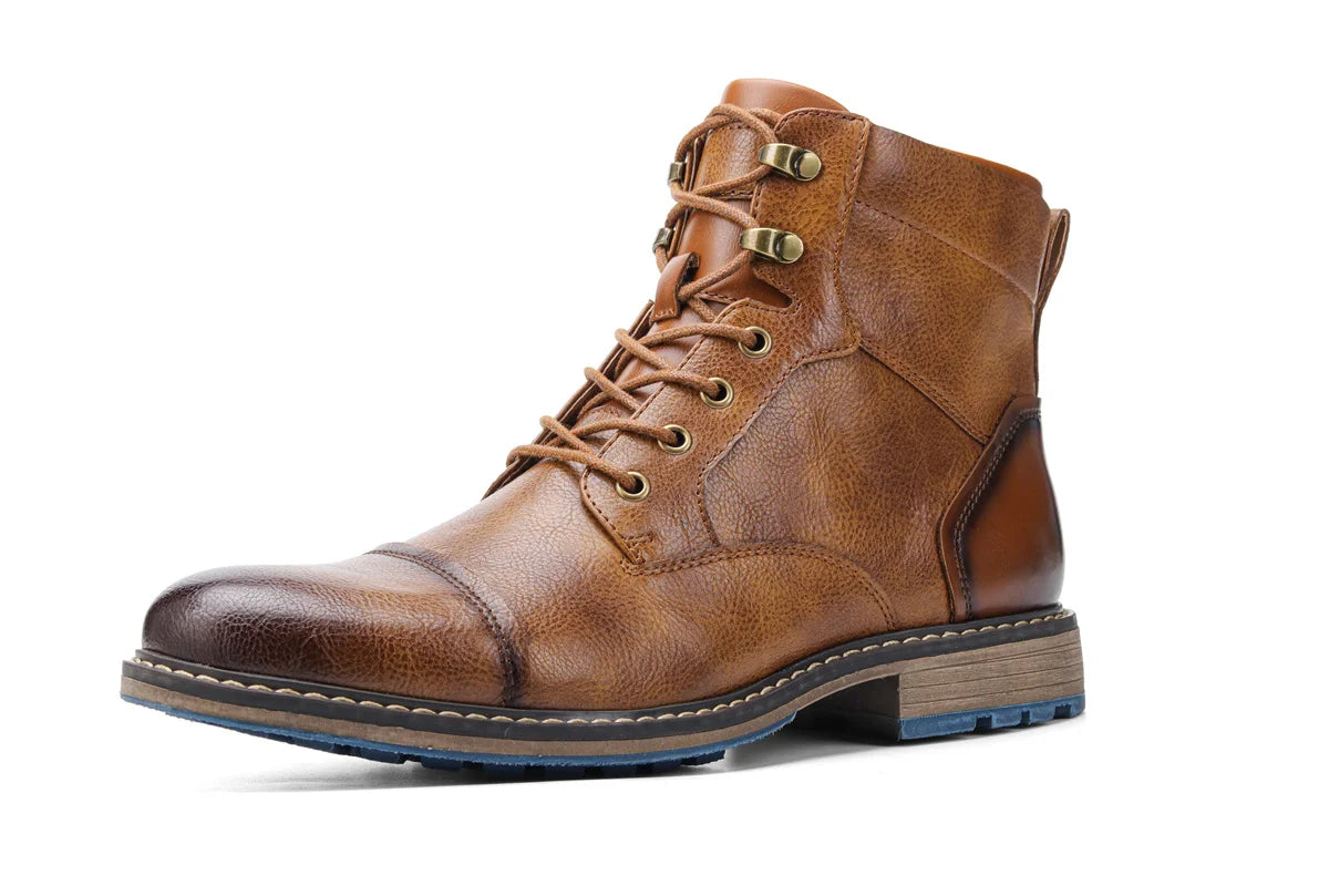 Mens Leather Ankle Boots With Zipper Spring Fashion