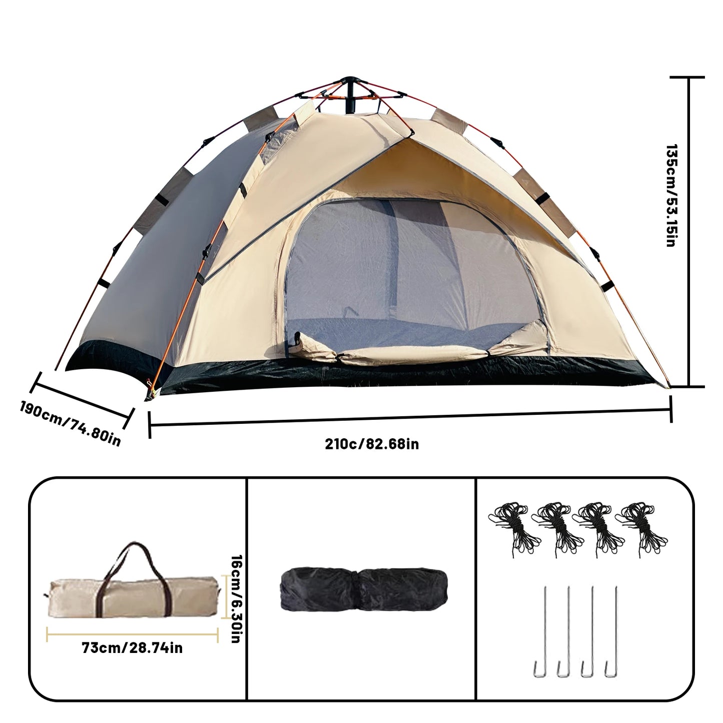 Pakicetus Windproof Family Camping Tent Easy Setup
