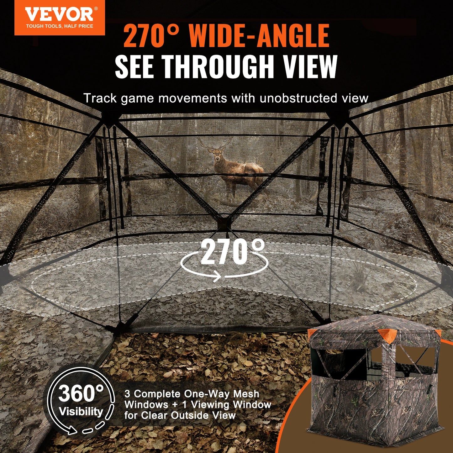See-Through Hunting Blind With Camouflage for Turkey and Deer