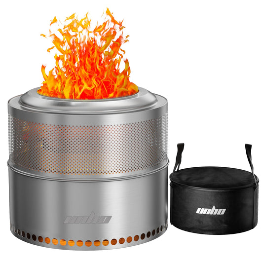 Stainless Steel Smokeless Wood Burning Outdoor Fire Pit With Carry Bag