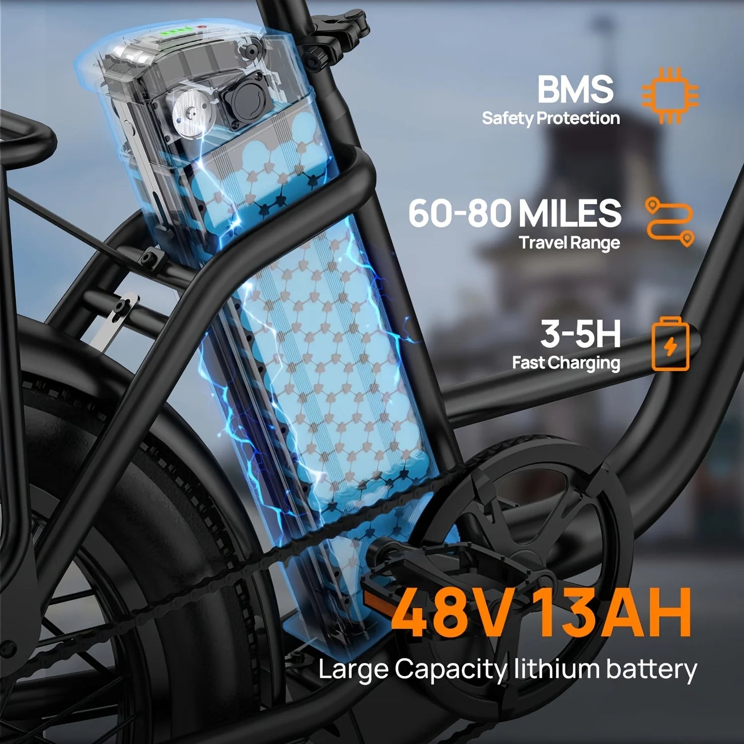 URLIFE 1000W E20 Electric Bike With Removable 48V Battery 20MPH