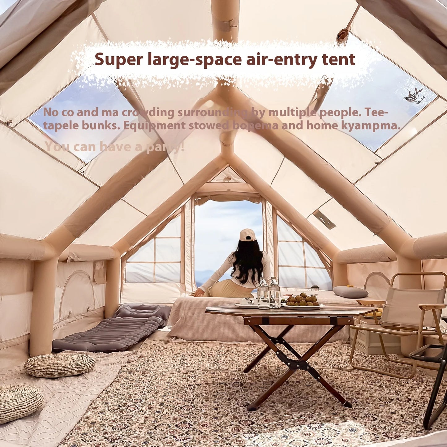Pakicetus Inflatable Camping Tents For Adults 4-8 Person Family