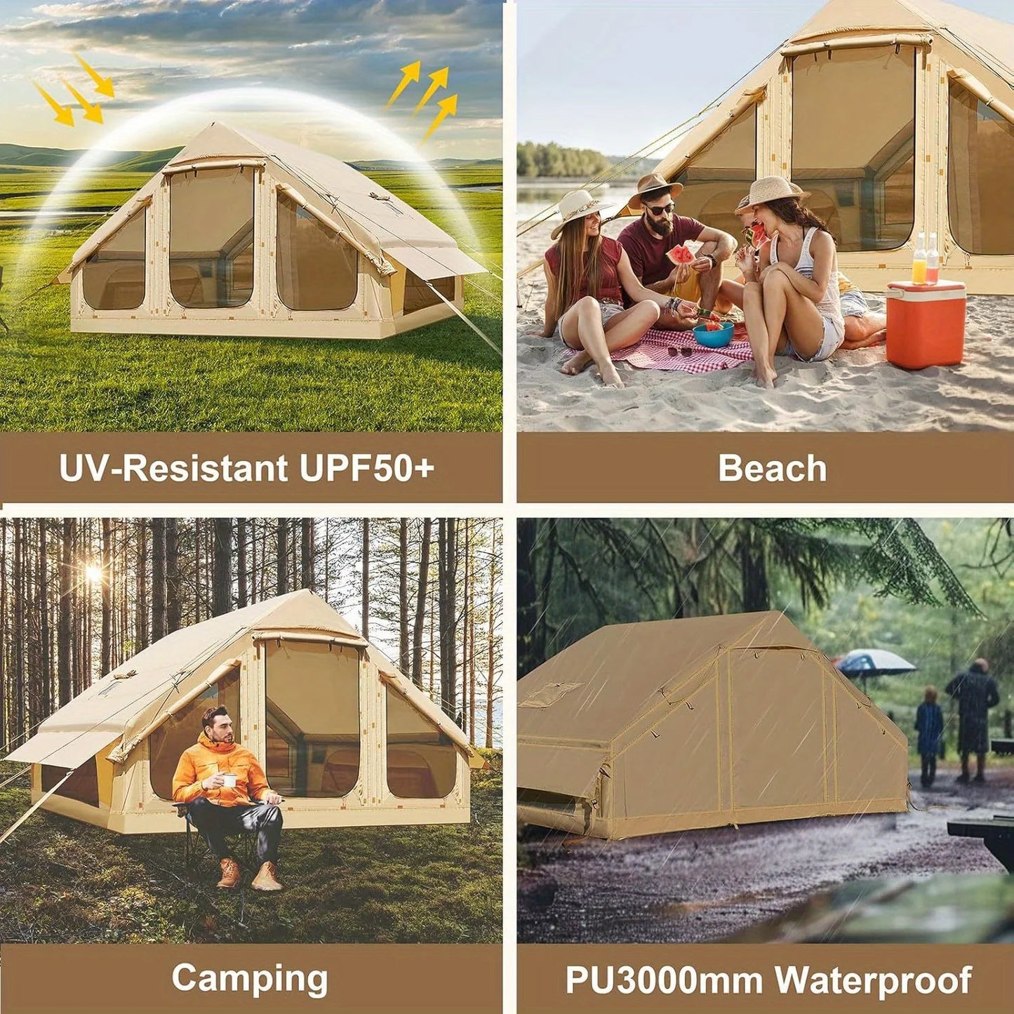 Inflatable Family Tent With Skylight And Chimney Waterproof
