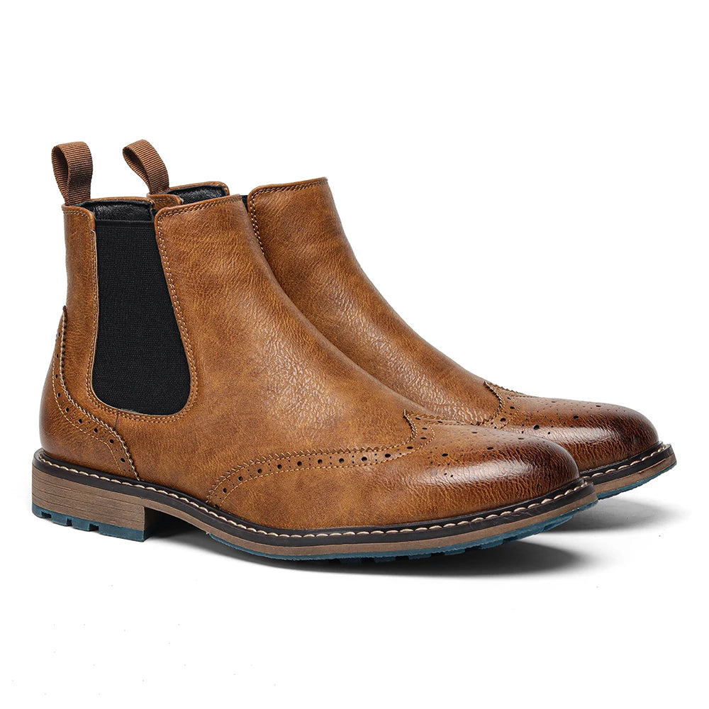 Mens Leather Ankle Boots With Zipper Spring Fashion
