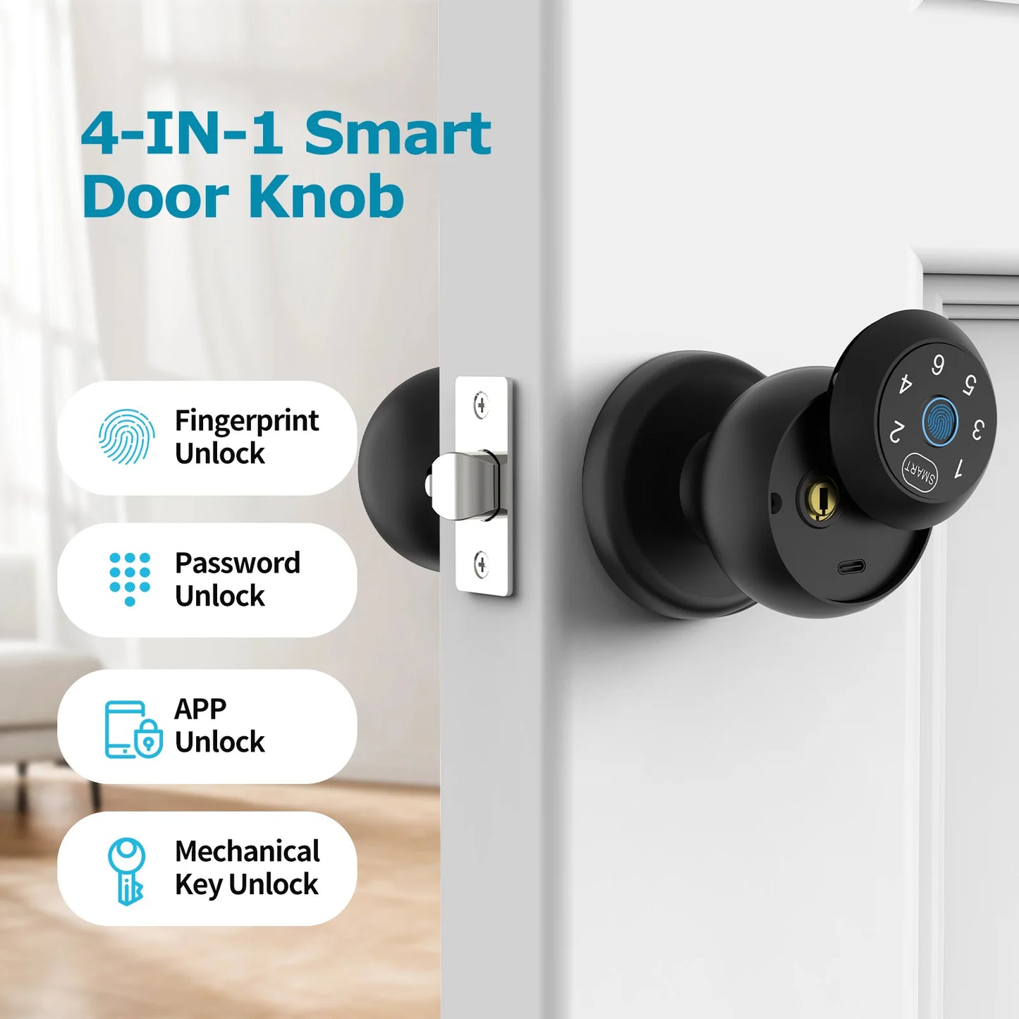 Viladepot Ball-Shaped Smart Lock With Fingerprint And Keypad