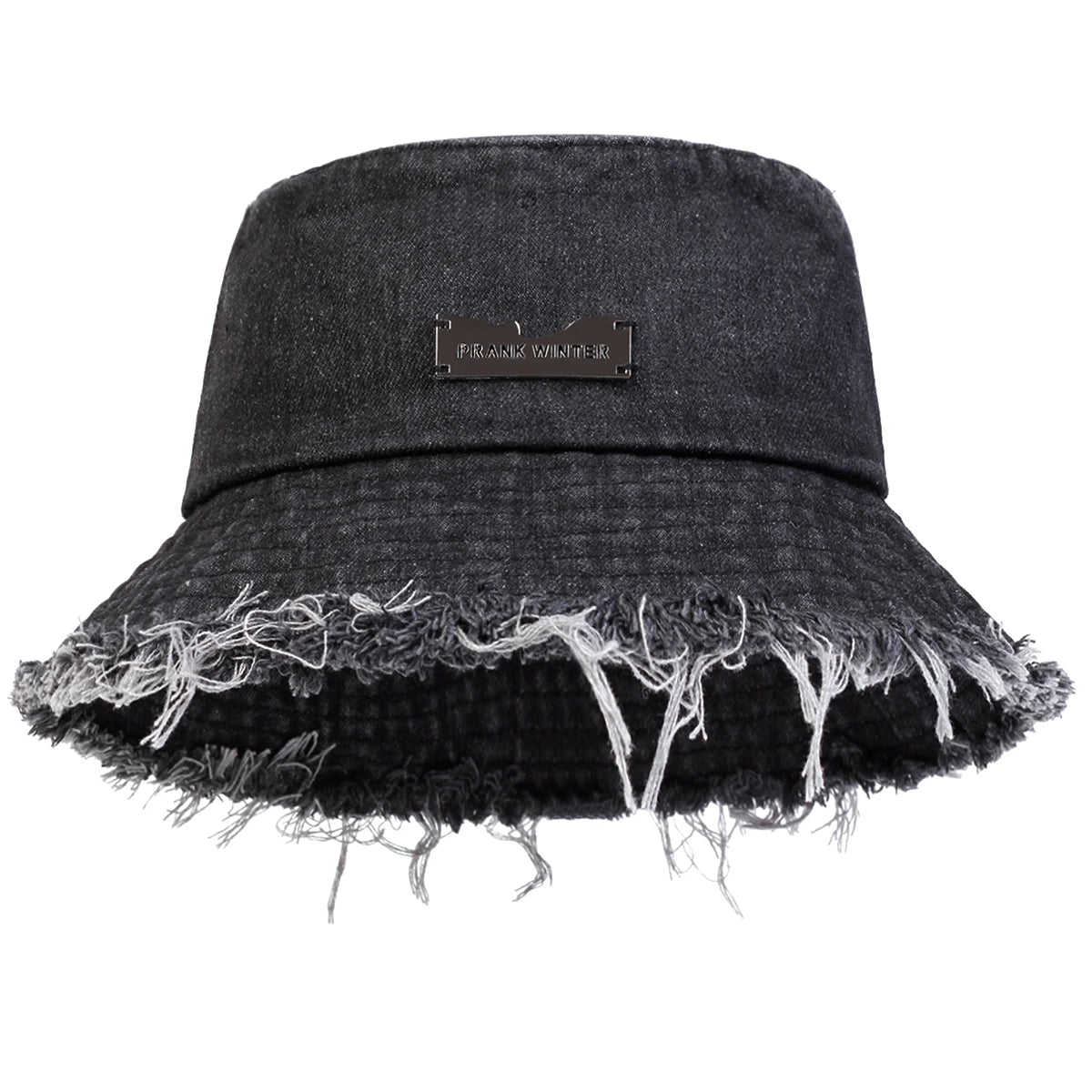 Unisex Denim Bucket Hat With Vintage Edge Holes Sun Protection