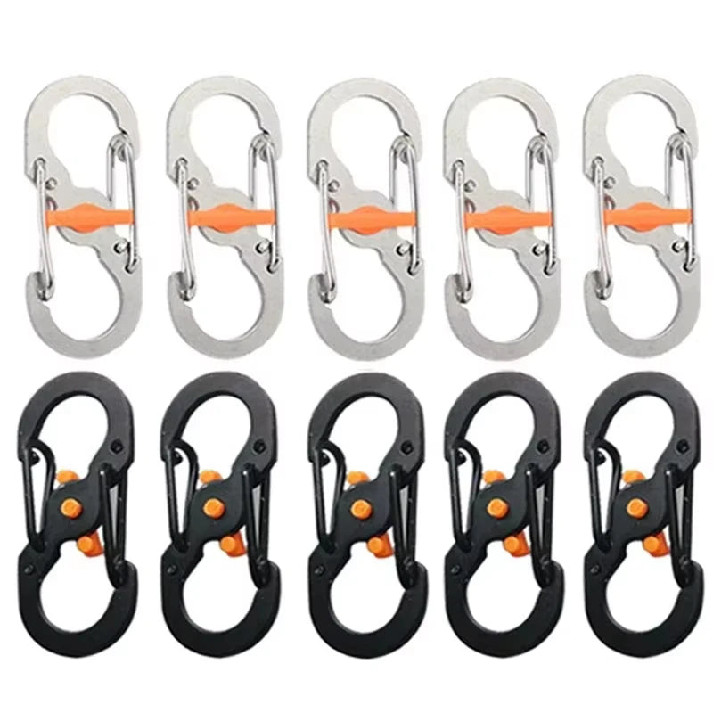 Mini S Type Locking Carabiner Aluminum Alloy Keychain Hook For Outdoor Camping