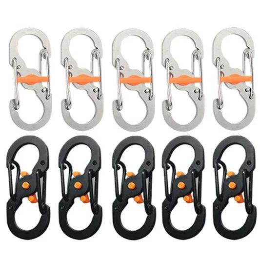 Mini S Type Locking Carabiner Aluminum Alloy Keychain Hook For Outdoor Camping