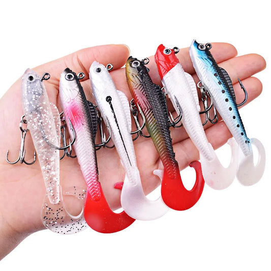 Six Piece Soft Silicone Wobbler Lures For Sea Bass Pike