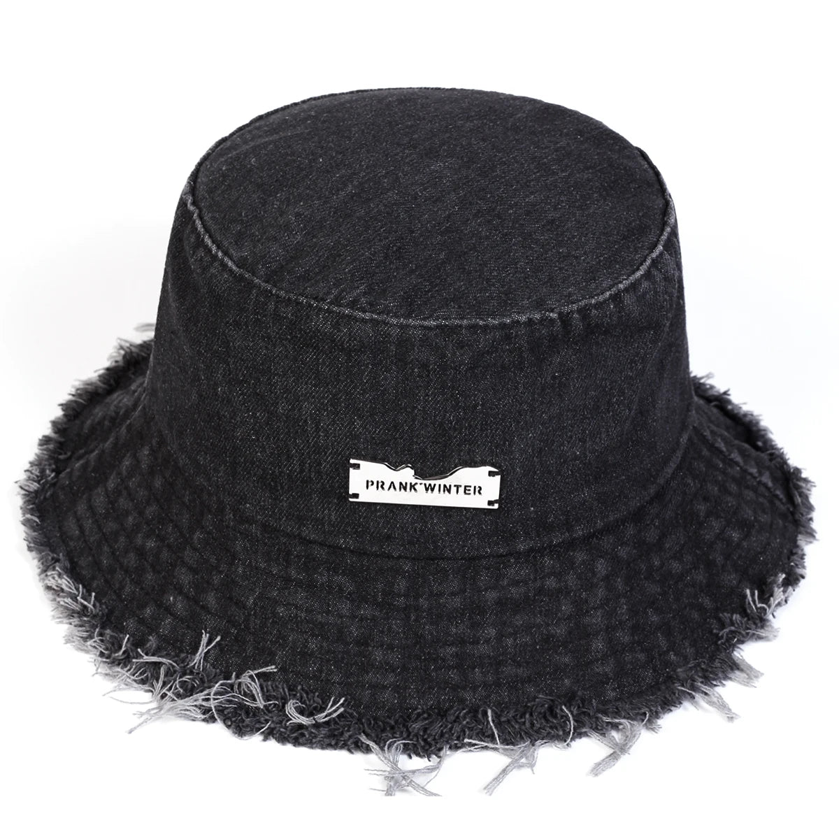 Unisex Denim Bucket Hat With Vintage Edge Holes Sun Protection