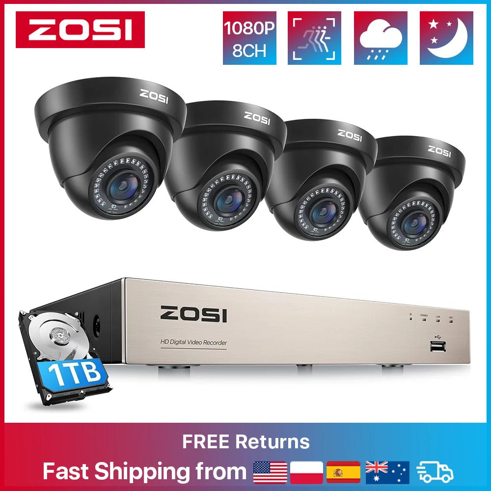 ZOSIC 8CH Security Camera System H265 5MP Lite DVR Indoor