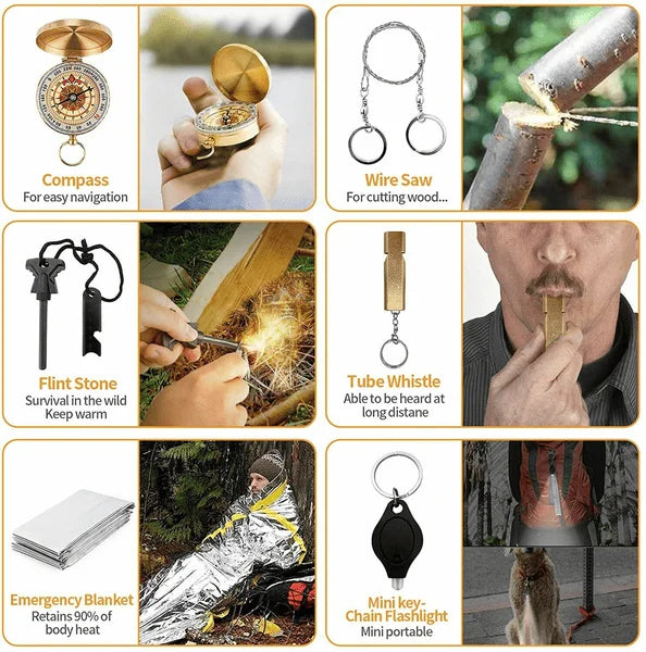Outdoor Emergency Survival Kit 14-In-1 For Camping And Hiking