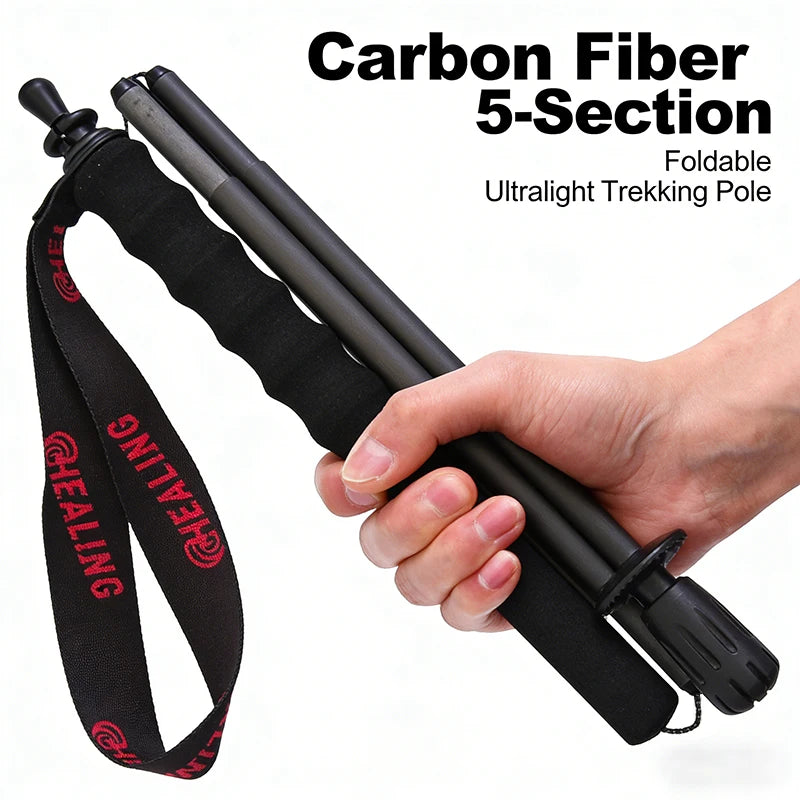 OKHEALING Carbon Fiber Trekking Poles Ultralight Foldable 2 Pack