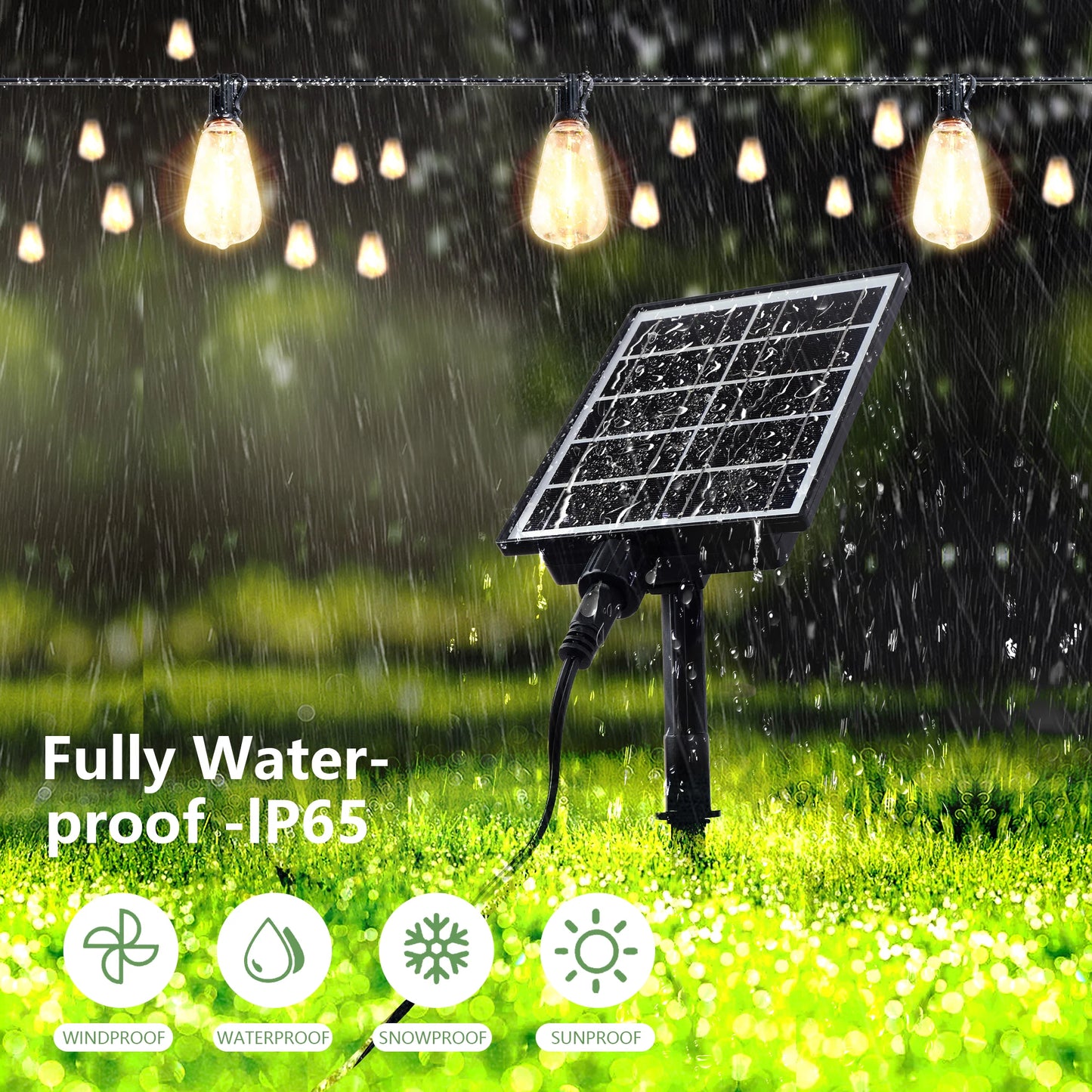 ARLGSITE Solar Outdoor String Lights IP65 Waterproof Patio