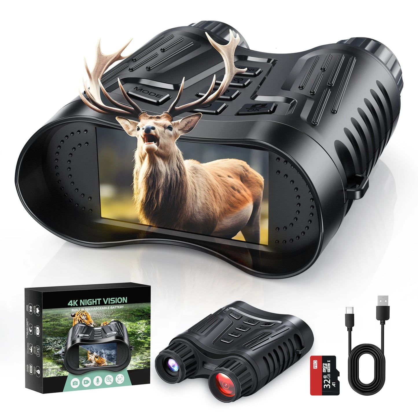 DIYIMINE Night Vision Binoculars 8X Digital Zoom With IR Illuminator