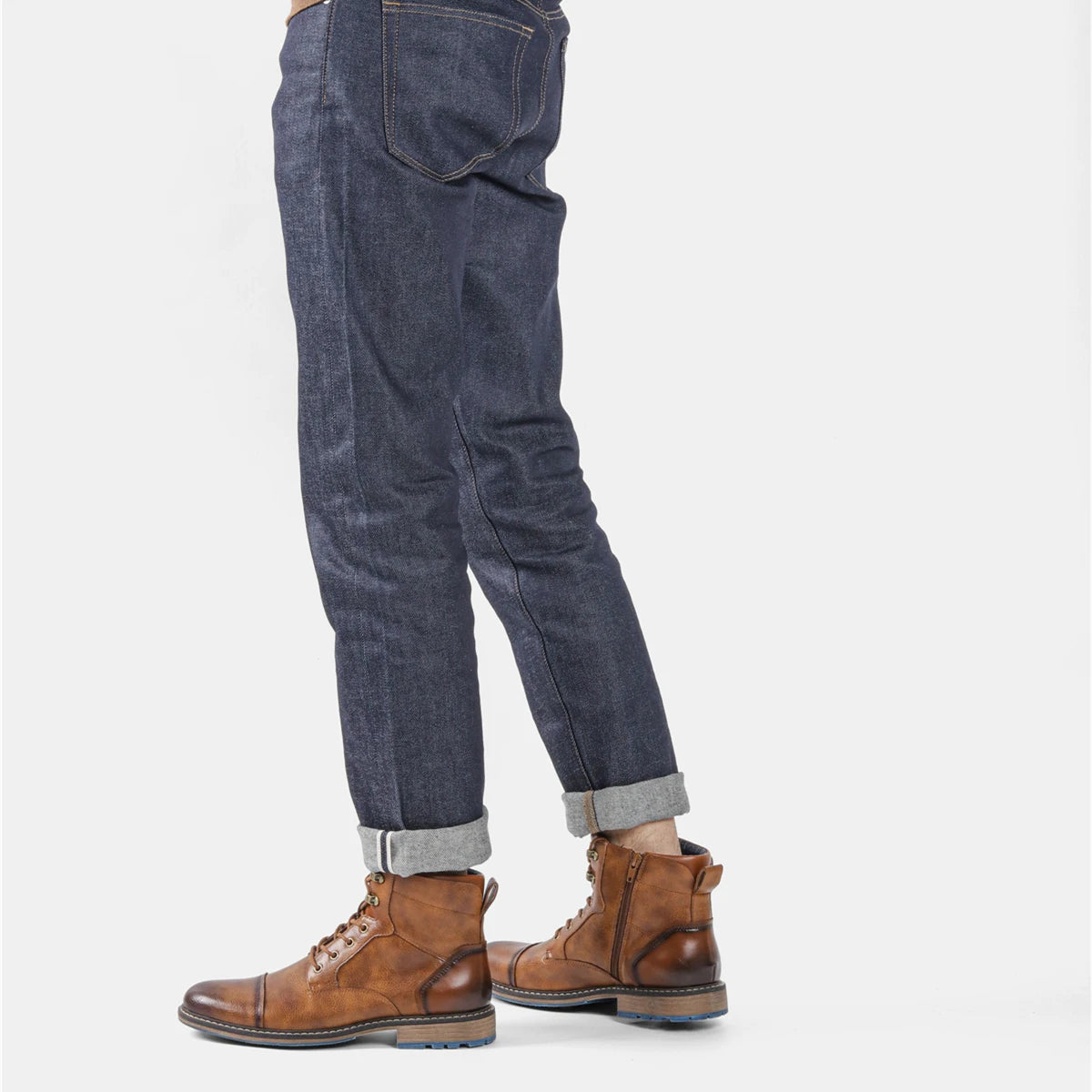 Mens Leather Ankle Boots With Zipper Spring Fashion