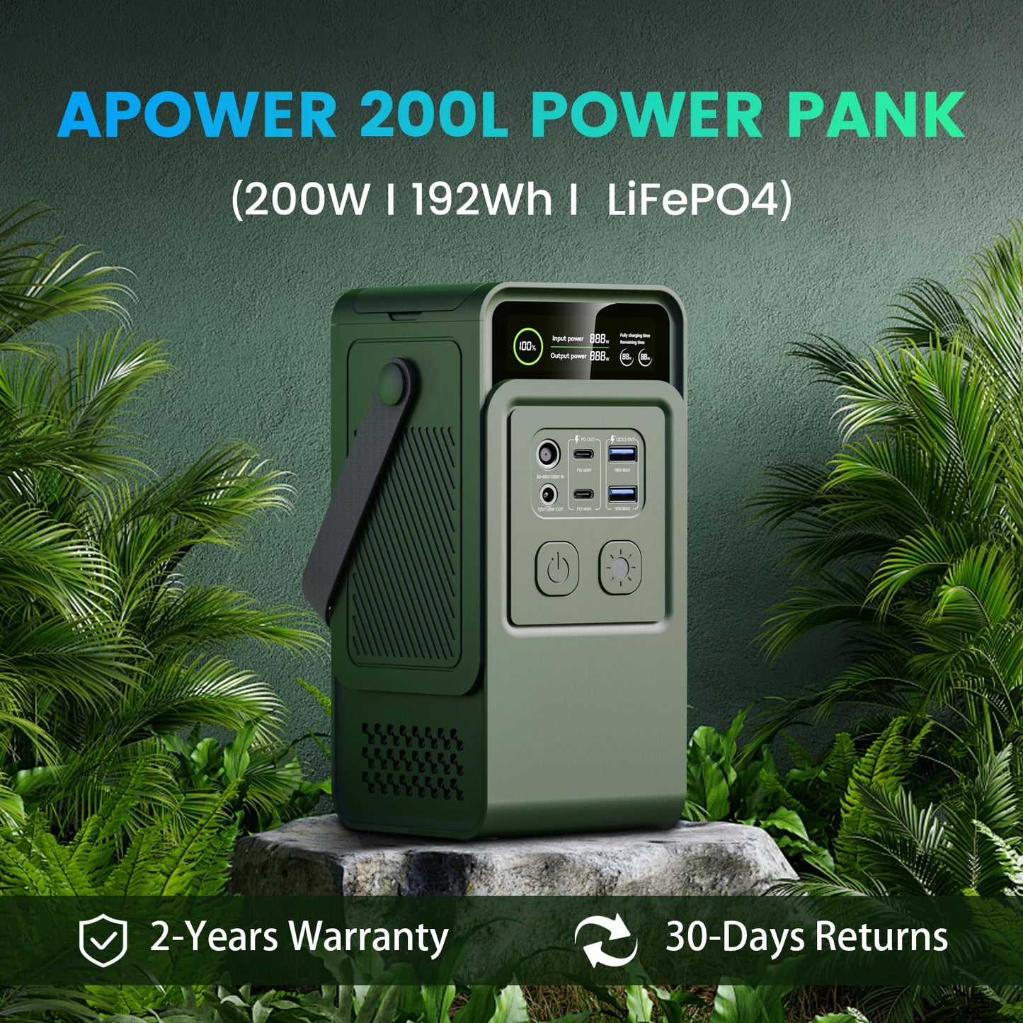 CTOLITY 200W Portable Power Station Lifepo4 Battery 192Wh