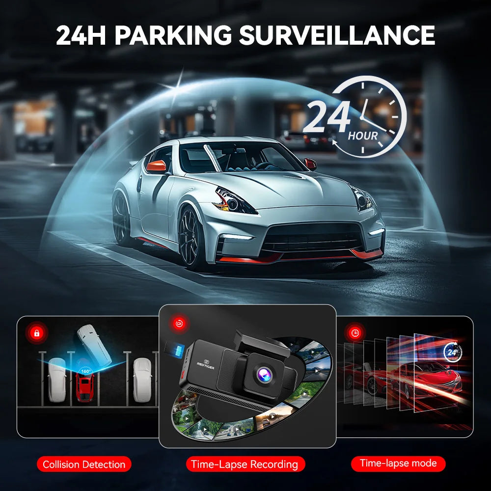 Redtiger Dash Cam A3 Front Cabin Rear Night Vision GPS