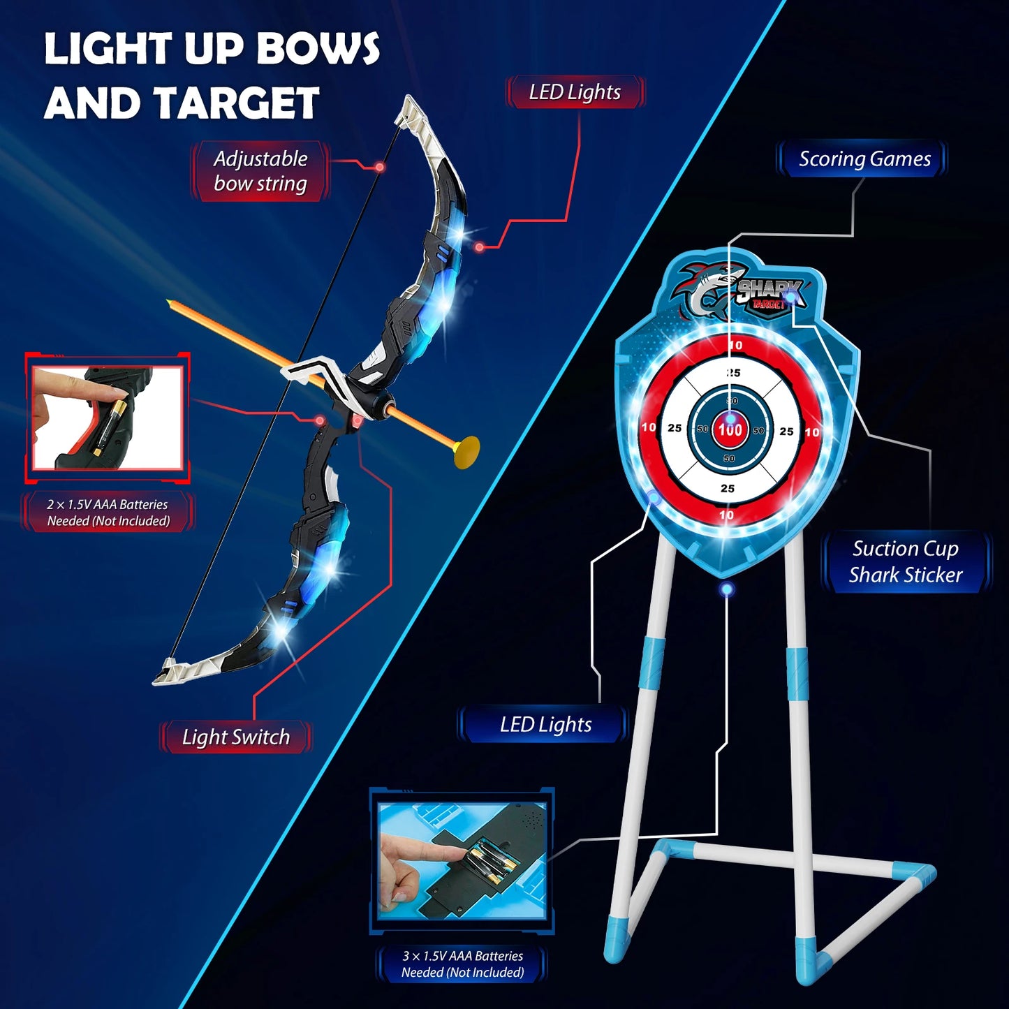 VATOS Archery Battle Arena Night Light Bow Arrow Toy