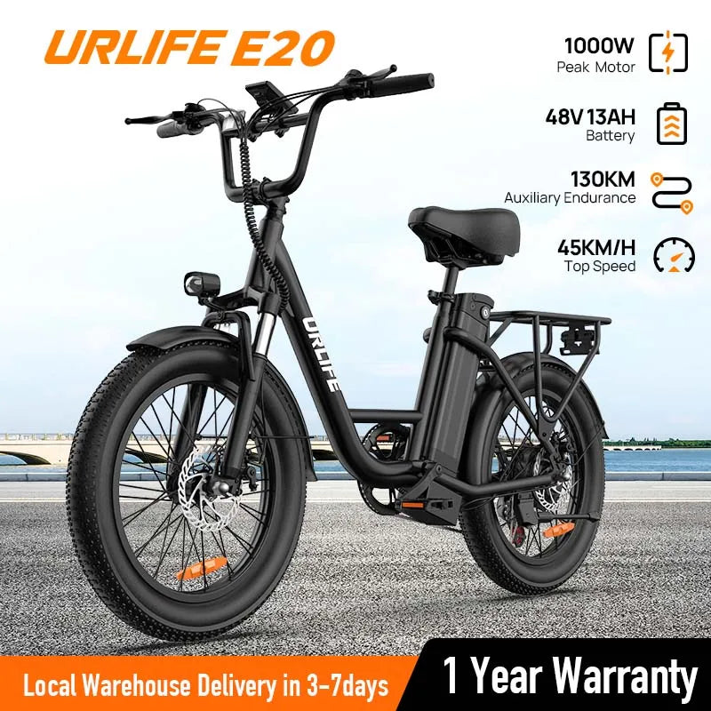 URLIFE 1000W E20 Electric Bike With Removable 48V Battery 20MPH
