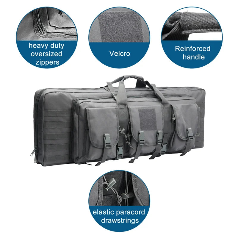 LQARMY Tactical Double Rifle Case Molle Gun Bag Sniper Backpack