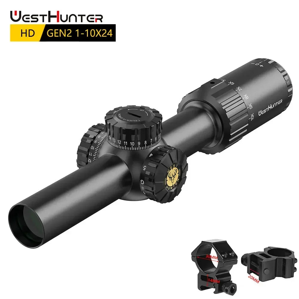 WestHunter GEN2 1-10x24 IR Scope LPVO With 1/4 MOA Reticle