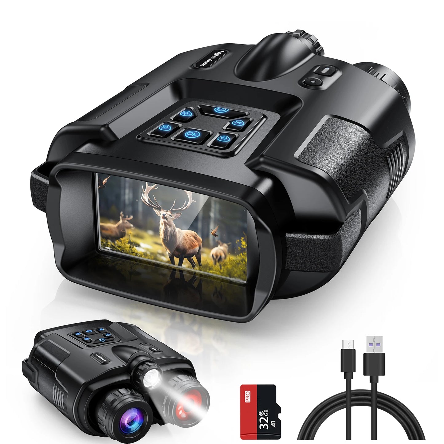 Letcmoi USB Rechargeable Binoculars Infrared Full Dark 8x Zoom