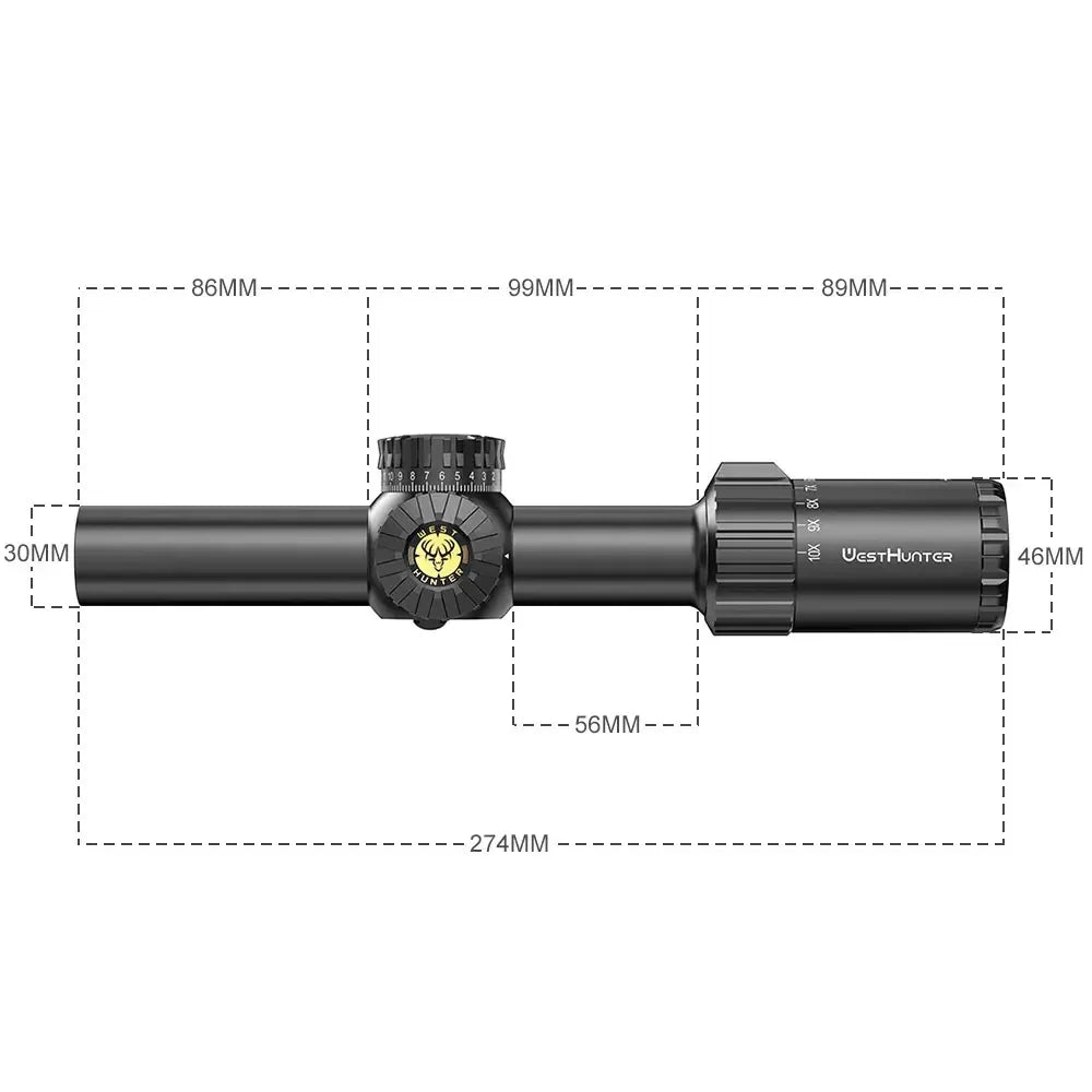 WestHunter GEN2 1-10x24 IR Scope LPVO With 1/4 MOA Reticle