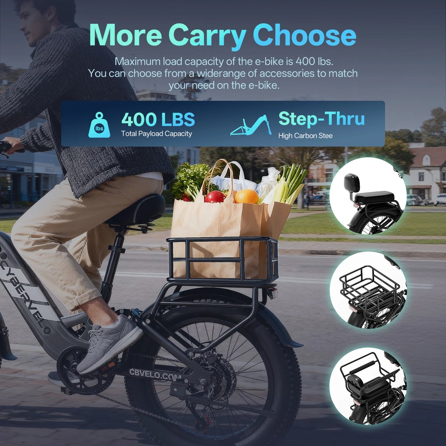 CYBERVELO EK12 Step Thru Electric Bike With Removable Battery