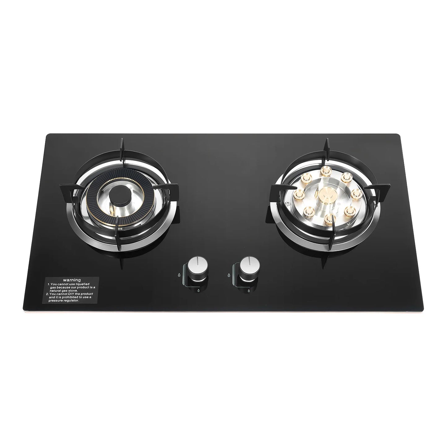 Dual Burner Gas Stove With Natural Gas Tempered Glass