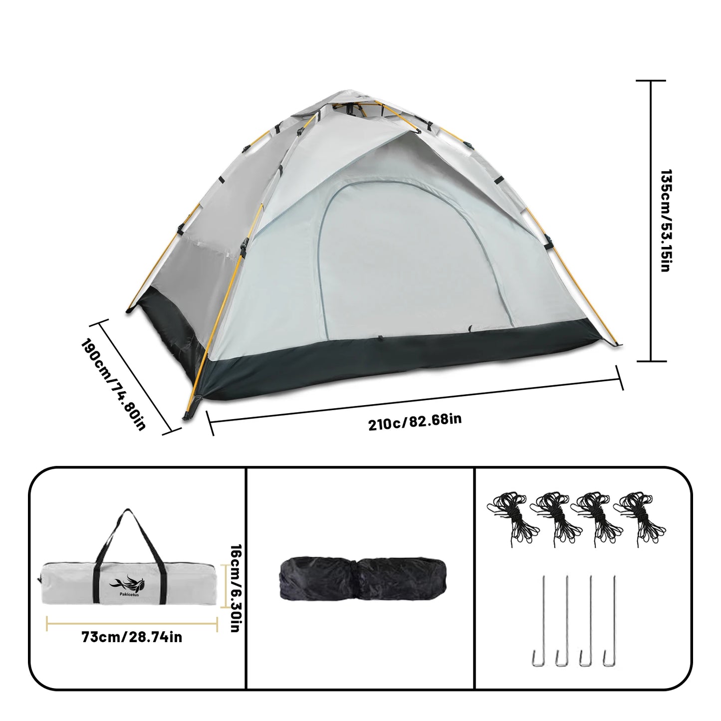 Pakicetus Windproof Family Camping Tent Easy Setup