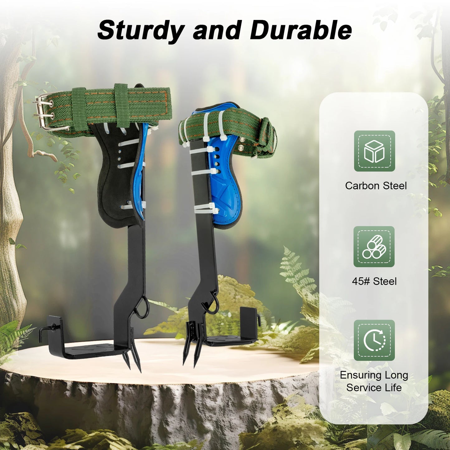 Tree Climbing Spikes Kit With Safety Harness 220lb Capacity