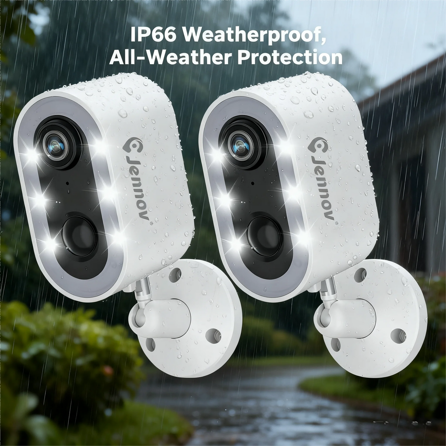 JENNOV 3MP Wireless Outdoor Battery Security Camera Two Way Talk