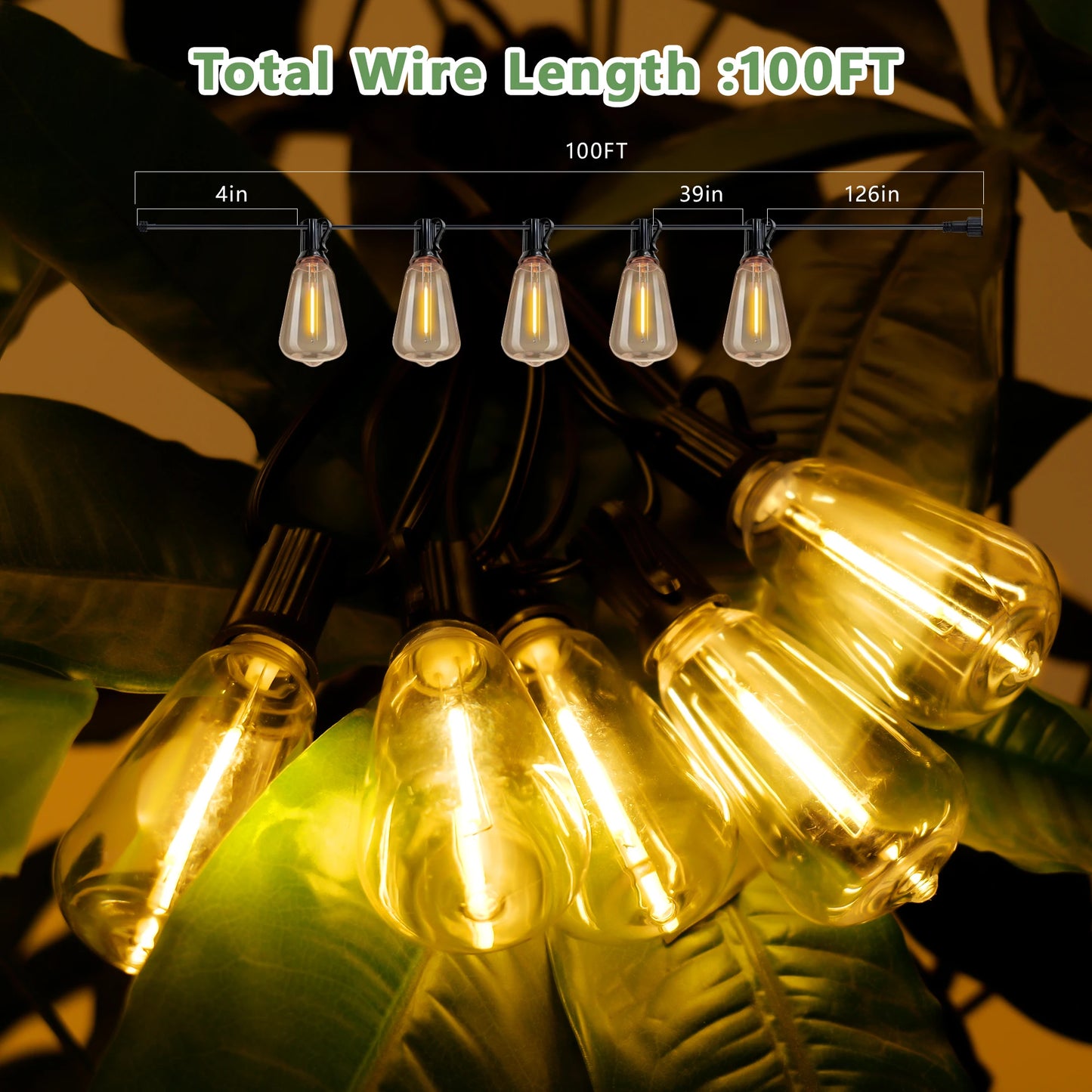 ARLGSITE Solar Outdoor String Lights IP65 Waterproof Patio