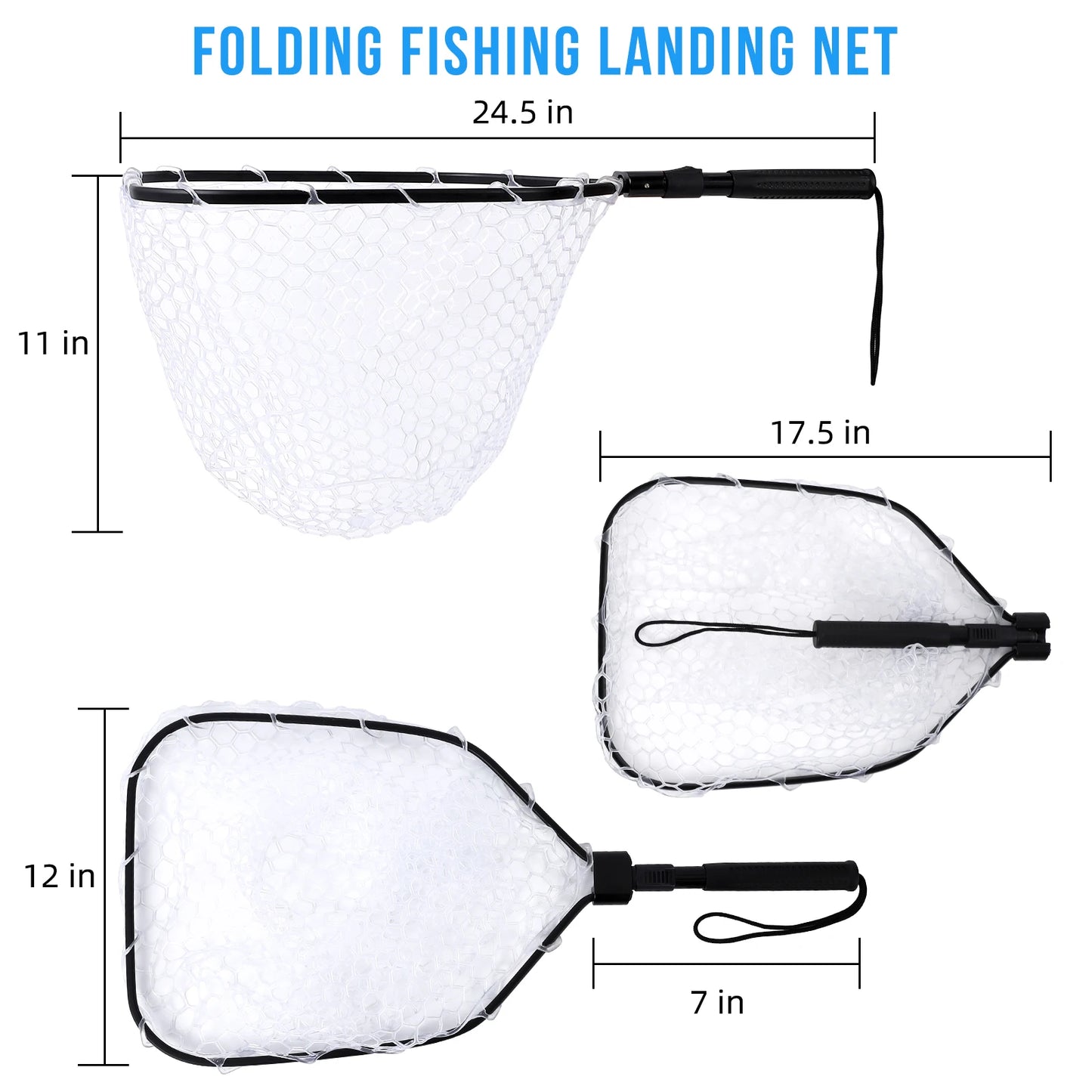 HiMISS Foldable Trout Landing Net With Handle Lightweight Fly Fishing