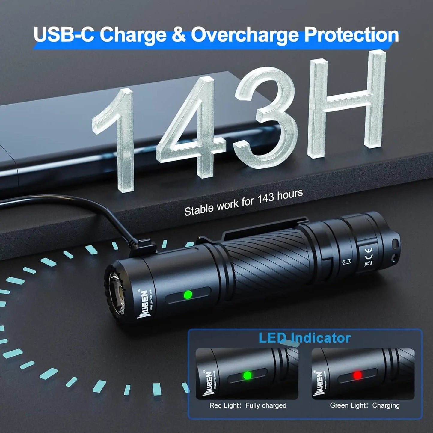 Wuben C3 Flashlight 1200 High Lumen Rechargeable Tactical LED