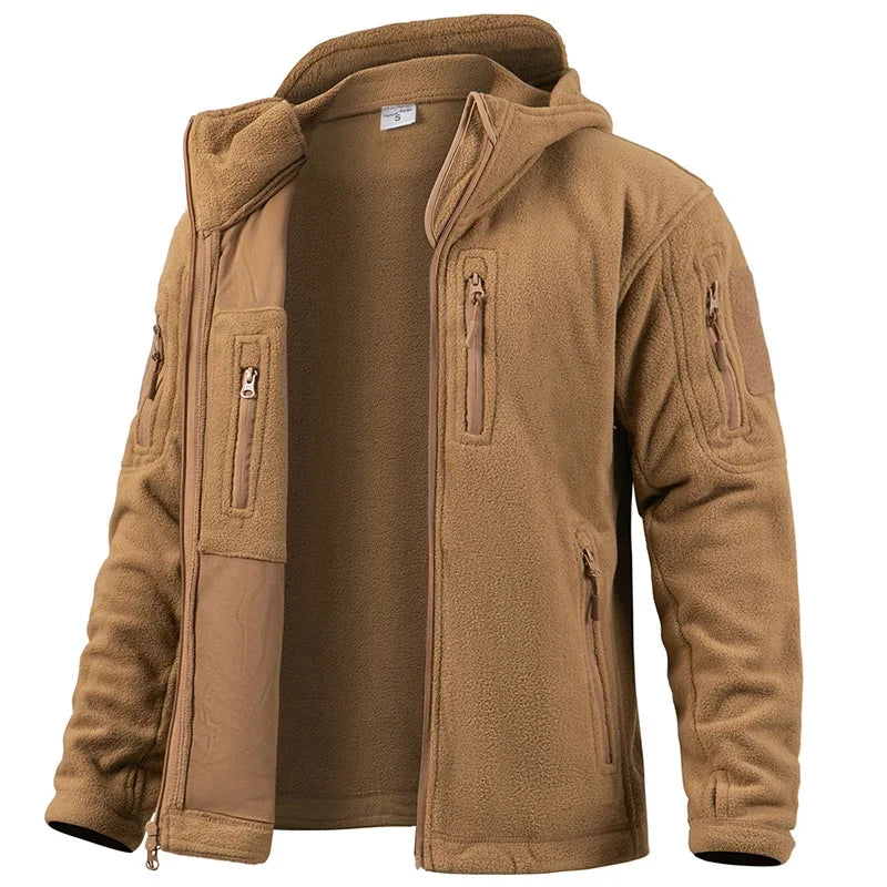 Fleece Outdoor Hunting Jacket With Multi Pockets And Full Zip