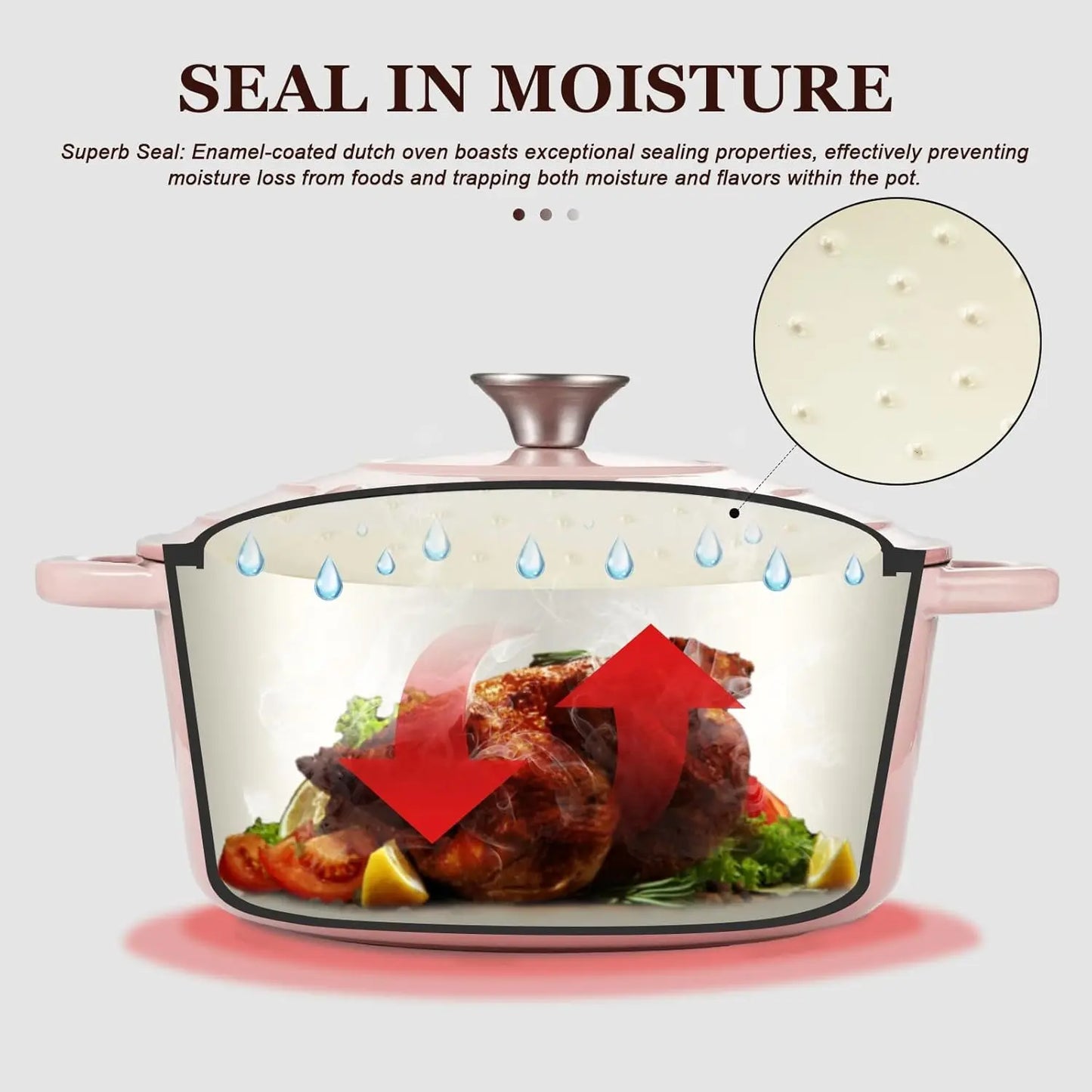 Enameled Cast Iron Dutch Oven With Lid For Braising Roasting
