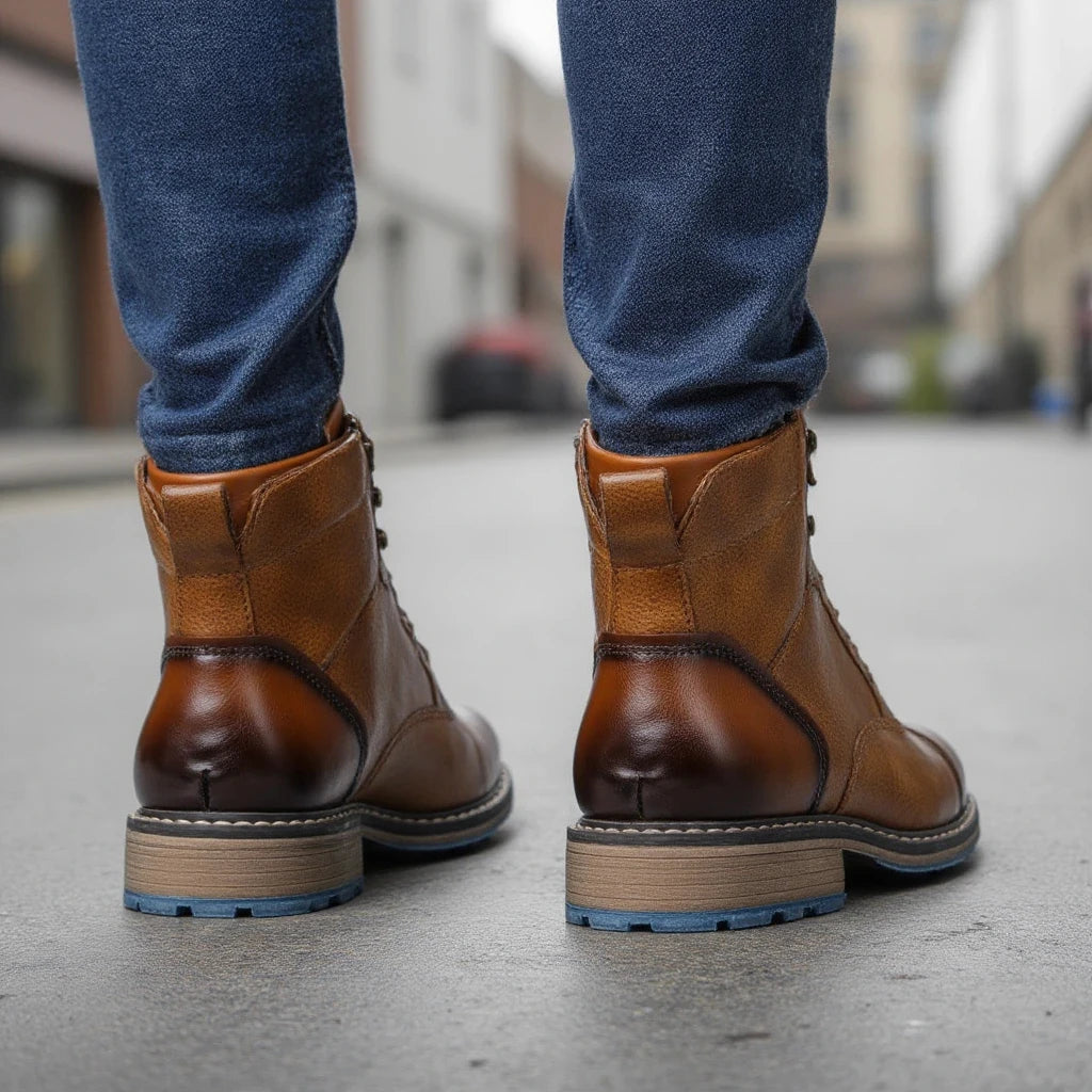 Mens Leather Ankle Boots With Zipper Spring Fashion
