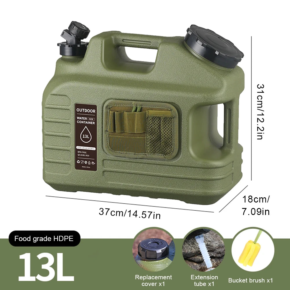 13L Water Storage Container Leak-Proof Drinking Water Bucket Large Capacity Water Container Jug for Vehicle Car Camping