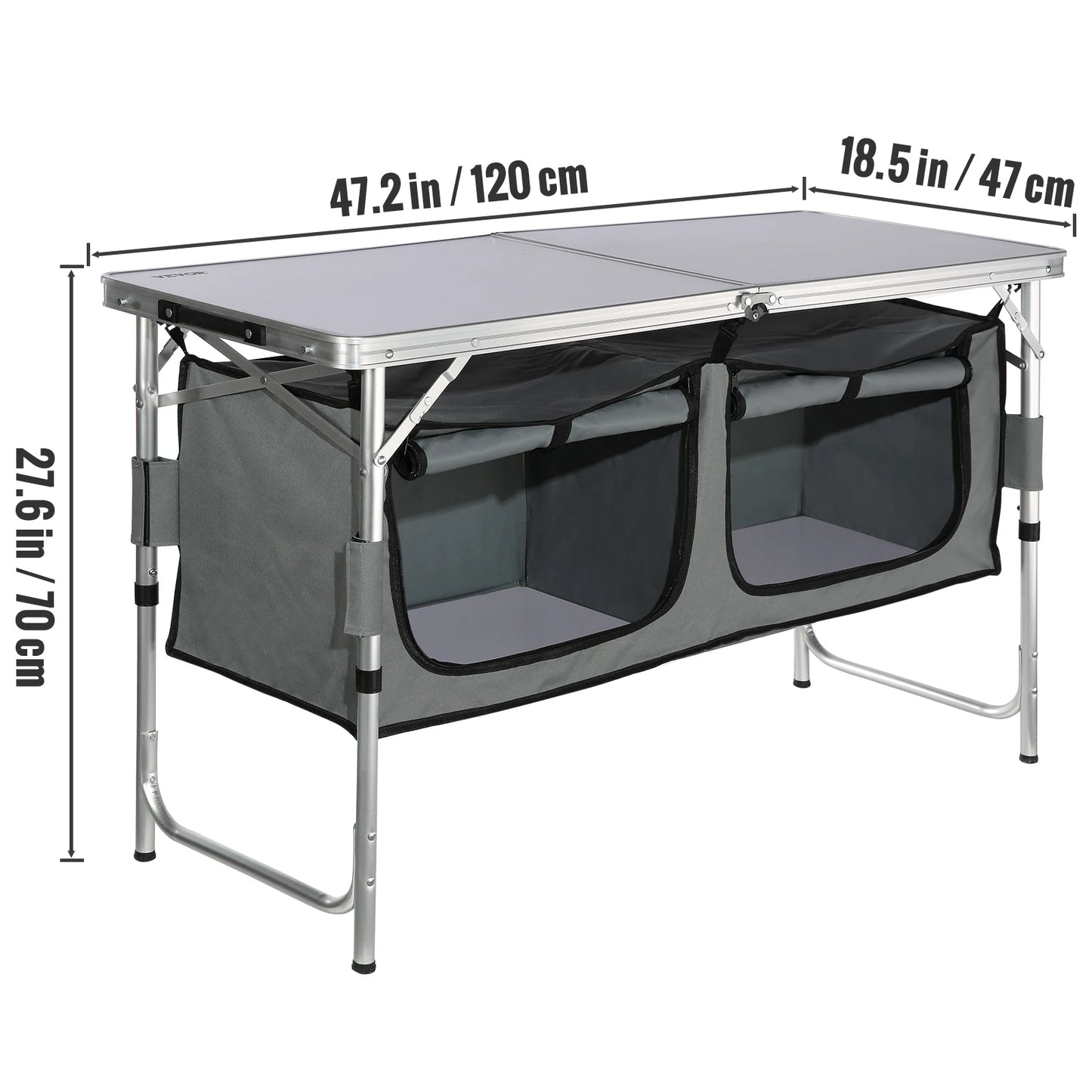 SucceBuy Folding Outdoor Kitchen Table Cabinet For Camping And BBQ
