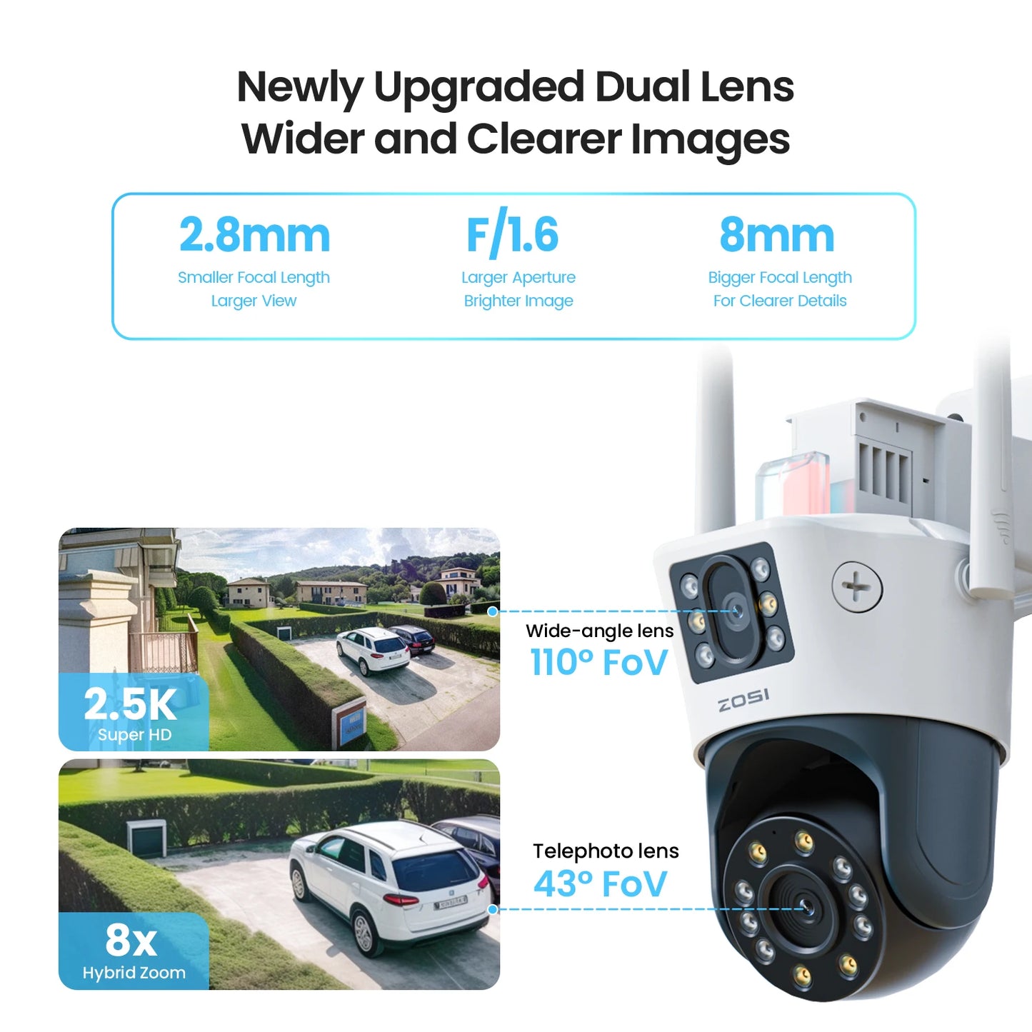 ZOSI C298 Max 4K Dual Lens WiFi PTZ Outdoor Camera