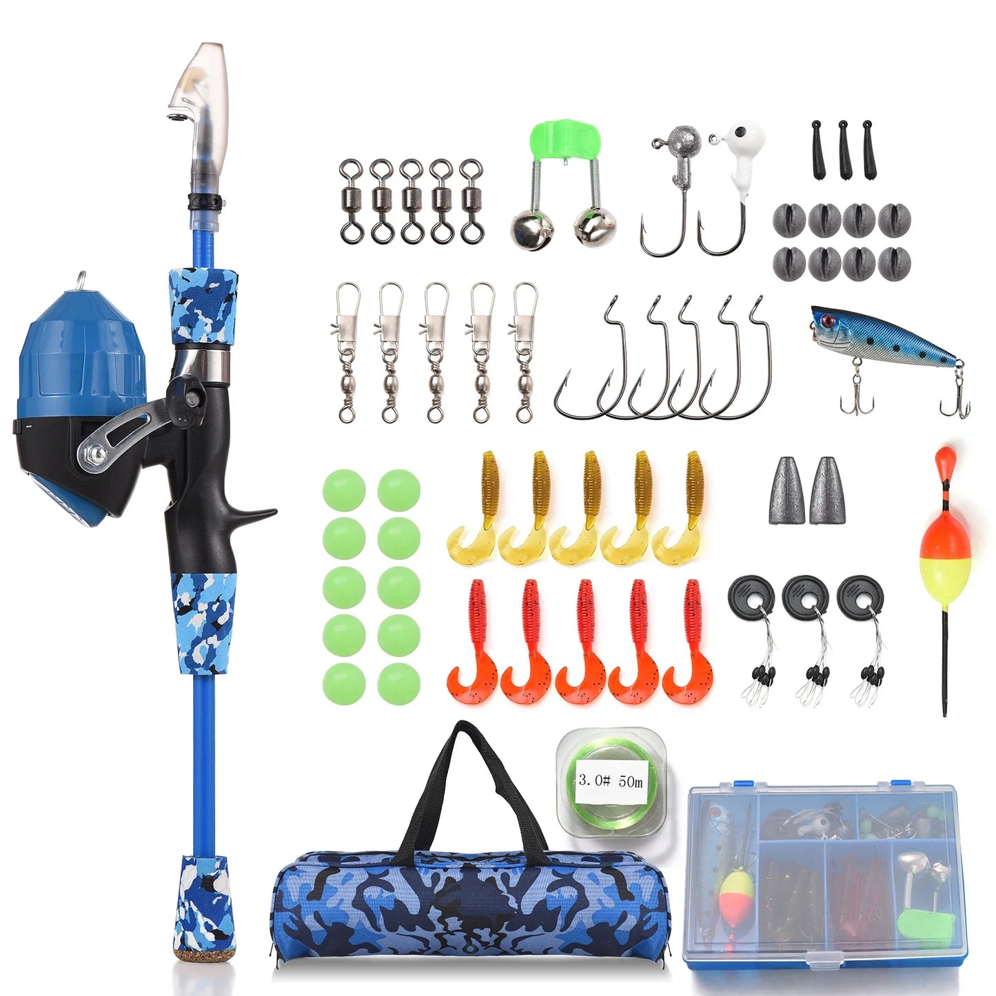 Kids Fishing Rod And Reel Combo Full Kit Telescopic Set