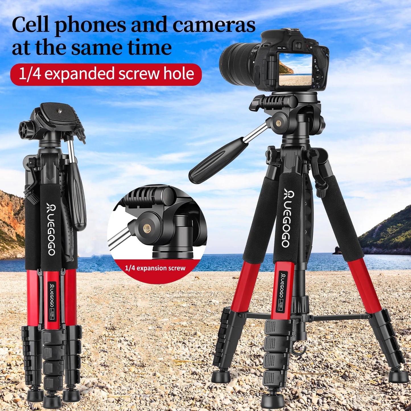 UEGOGO Professional Camera Tripod for DSLR, Smartphone, and Projector