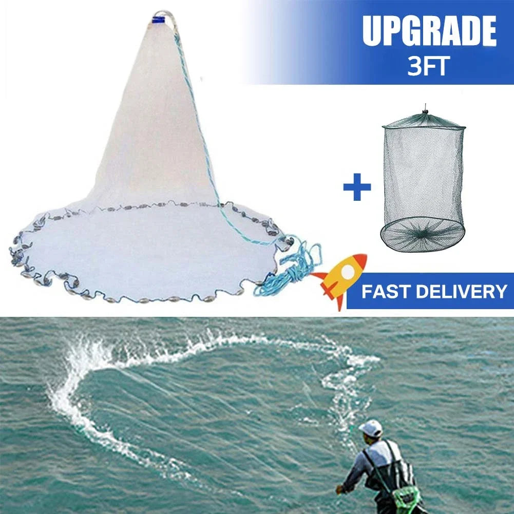 American Saltwater Cast Net For Bait With Zinc Sinker