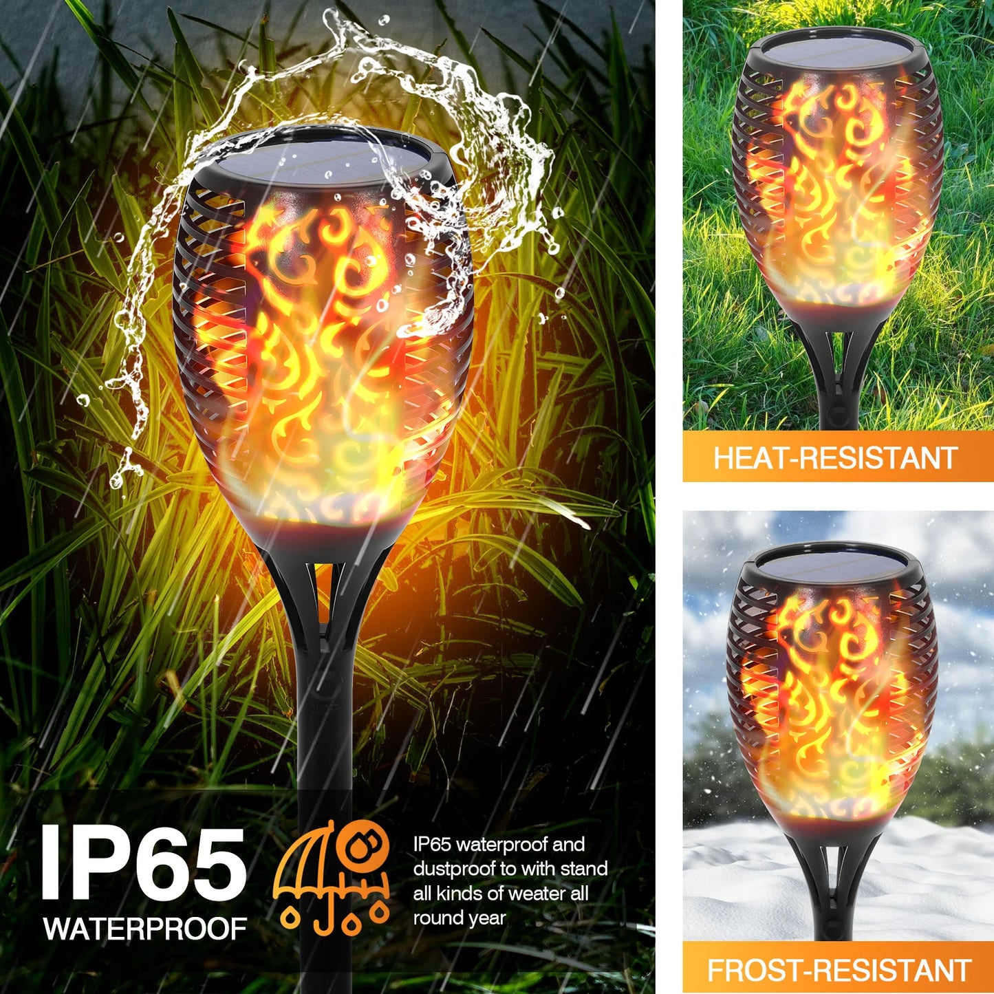 Solar Waterproof Flame Torch Lights Outdoor 96 Led Garden Pathway