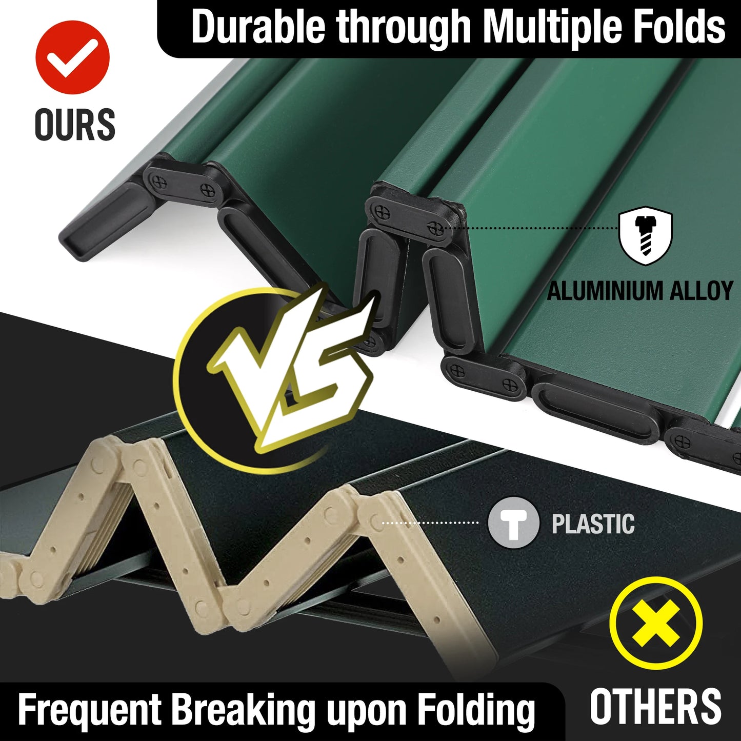 VILLEY Folding Camping Square Table Lightweight Aluminum With Carry Bag
