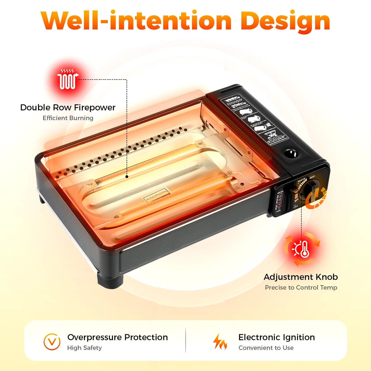 Portable Camping Gas Stove With Ignition For Outdoor Cooking